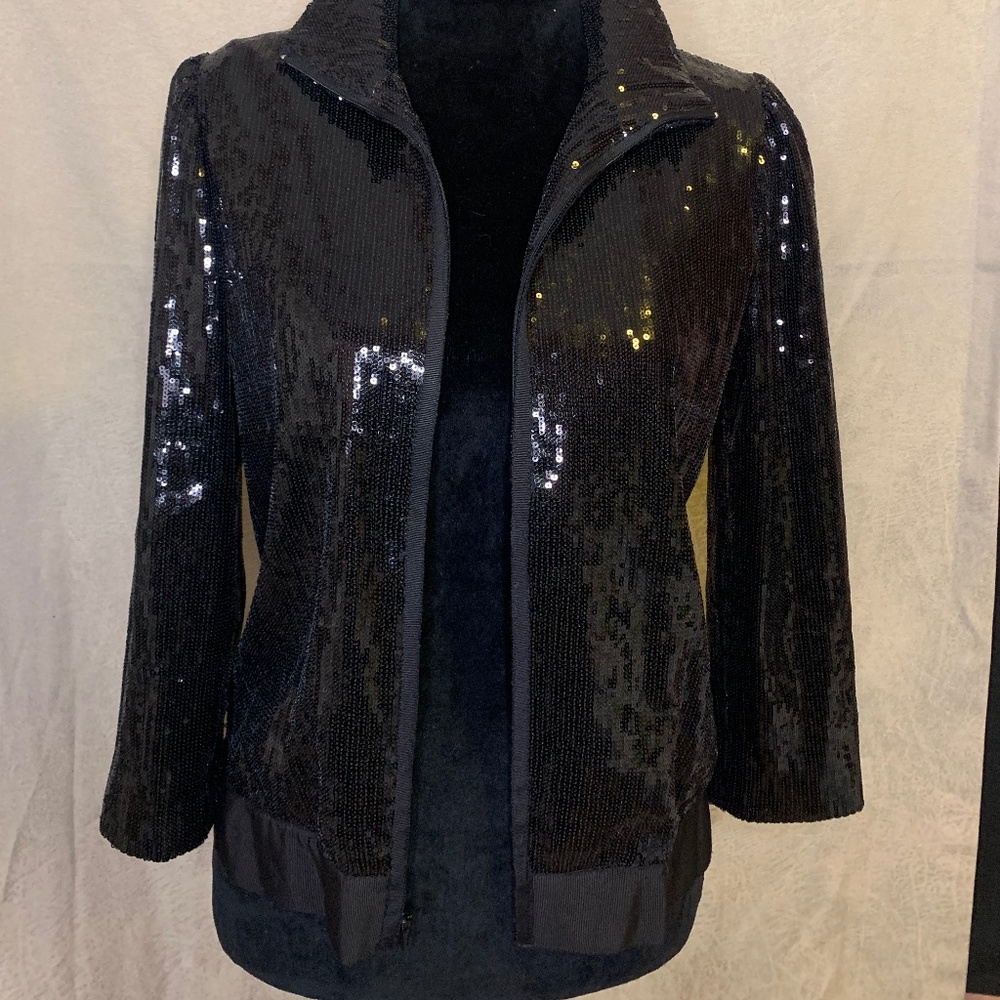 Express black sequin bomber jacket Size 6